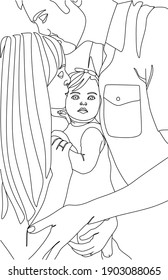Abstraction family. Mom, dad and baby. Love in the family. Happy family .
