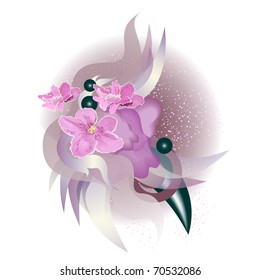 Abstraction fantasy with violets. Arrangement of pink violets.