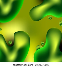 Abstraction of figures of different shapes on a yellow-green gradient background