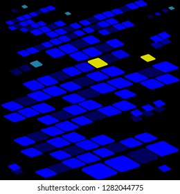 abstraction of the figures leaving into the distance on a black background. vector background with rhombus