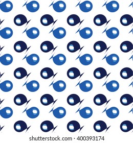 Abstraction, fish in black and white pattern, seamless vector background.