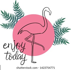 Abstraction flamingo. Vector illustration.  Summer pink. Animal.