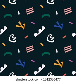 Abstraction floral background made of  scribble shapes and doodles. Contemporary vector ornament, seamless vector pattern, trendy modern handdrawn illustration, good as fashion print.