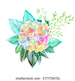 The abstraction is floral with a rainbow flower. Vector illustration