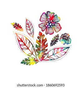 La abstracción es floral con una flor arcoiris. Ilustración del vector