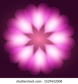 Abstraction flower of hearts and petals. Postcard to the day of St. Valentine.