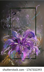 abstraction, flower in a thin frame on a blurred background