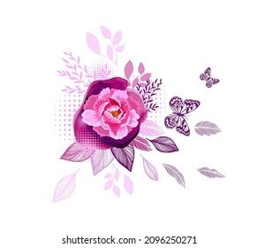 Abstraction from flowers and butterflies. Vector illustration