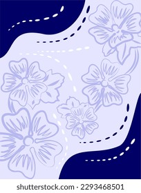 Abstraction with flowers. Malva. Blue colors. Gentle tones. Style. Beautiful background. Spring mood.
