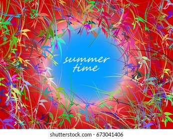 abstraction. the flowers at the well. summer time.