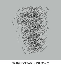 abstraction in the form of chaotic black lines on a gray background