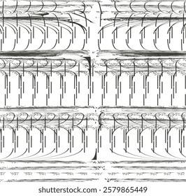 Abstraction in the form of vertical stripes and distorted or stretched lines.