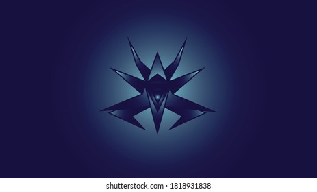 Abstraction with forms of the triangle. The triangle icon Blue background