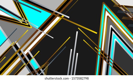 Abstraction of geometric lines in gold and silver. A modern layout can be used web design, brochure, flyer, promotion or presentation.