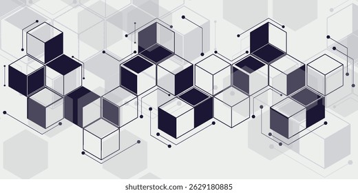 Abstracción de geometría, elemento, cubo, hexágono. Ilustración vectorial