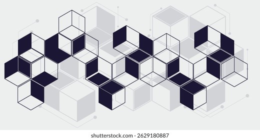 Abstraction from geometry, element, cube, hexagon. vector illustration