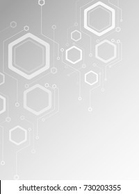 Abstraction geometry, technology, concept geometric background, futuristic design, gray background with elements hexagonal forms