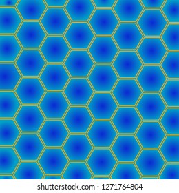 Abstraction. Golden honeycombs on a blue background. Flat design, vector illustration, vector.