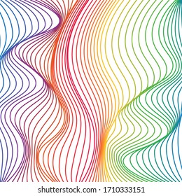 Abstraction. Graphic waves. Colored lines on a white background. Colorful