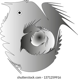 
abstraction, gray bird