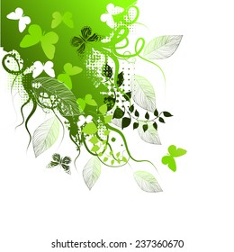 Abstraction Green leaves. Vector