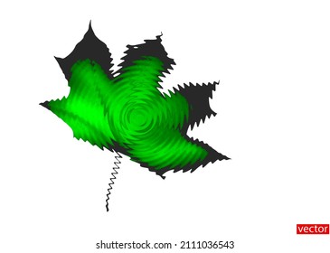 Abstraction green maple leaf isolated on white background. Beautiful stain. Decor element for a business card, logo. Spring, summer maple tree leaf. Vector