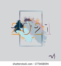 Abstraction. Greeting card. Happy new year to 2021. Pastel colors. Vector image.