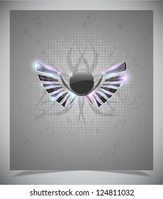 Abstraction grey background with glass  wings.vector illustration