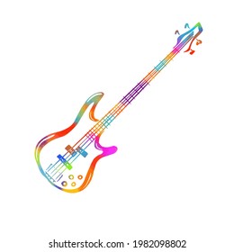 Abstraction guitar with notes. Vector illustration