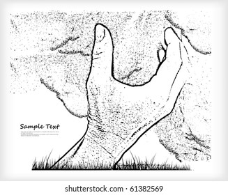 abstraction. hand in the form of a tree trunk