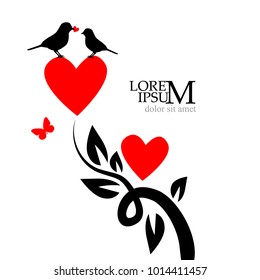 Abstraction with hearts and birds