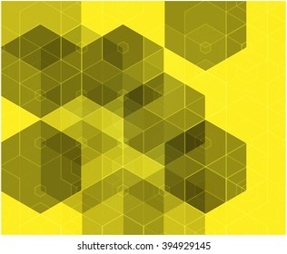 abstraction hexagons on yellow background technology 