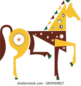 Abstraction of horse on an isolated  white background. Vestor illustration. Suitable for textiles