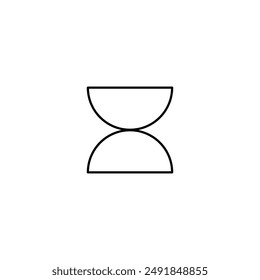 Abstracción, reloj de arena, semicírculos, óvalos. Signo, símbolo, Ilustración vectorial en blanco y negro.