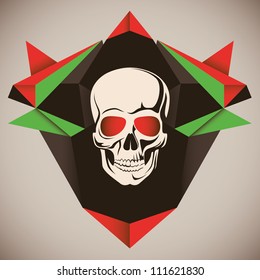 Abstraction with human skull. Vector illustration.