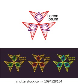 Abstraction illustration 80th. Psychedelic trans logo icon set.