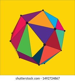 Abstraction illustration of multi color ball with Low poly triangular technique