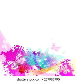 abstraction of the ink spots with flowers. magic flower of ink s