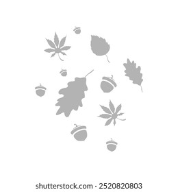 abstraction of leaves and acorns on a white background vector illustration