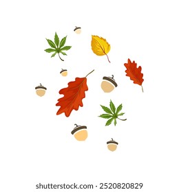 abstraction of leaves and acorns on a white background vector illustration