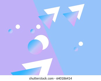 Abstraction in light tones of pink and blue from geometric figures of triangles and circles
