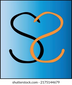Abstraction logo. Vector illustration. Blue logo on the white background 