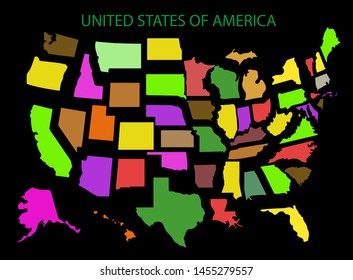 Abstraction. Map. USA. Multicolored vector map.