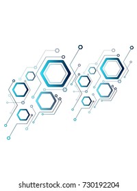 abstraction of mechanics, cybernetics, background with elements of geometry and hexahedrons