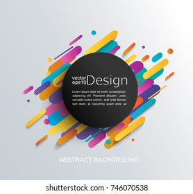 Abstraction in modern style with circle frame and dynamic rounded shapes. Vector illustration.