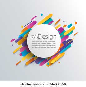 Abstracción en estilo moderno con marco circular y formas redondeadas luminosas y coloridas. Ilustración vectorial.