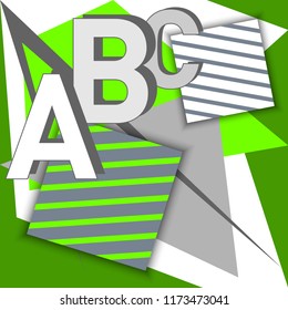 Abstraction of modern style with a composition of figures and letters. Vector background for websites, lending pages, business.