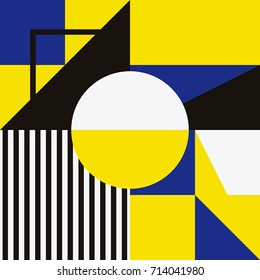 Abstraction of modern style with a composition of various flat shapes in color. Geometric background, bright texture, Vector illustration for print and design.