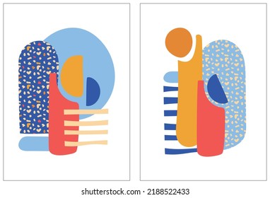 Resumen de estilo moderno sobre un fondo blanco con elementos de terrazo. El fondo del elemento de decoración de la pintura artística. Diseño de arte vectorial colorido. Conjunto de vectores.