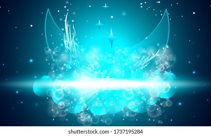 Abstraction of the moon with stars, vector art illustration.
